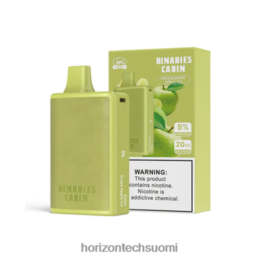 HorizonTech Binaries Cabin kertakäyttöinen 20ml 4T8JL456 vihreä viinirypäle omena jää Horizon tech company