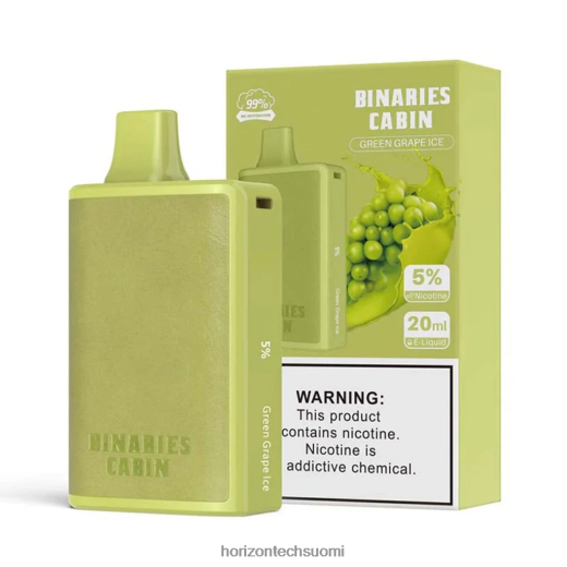HorizonTech Binaries Cabin kertakäyttöinen 20ml 4T8JL457 vihreä rypälejää horizon tech vape coils