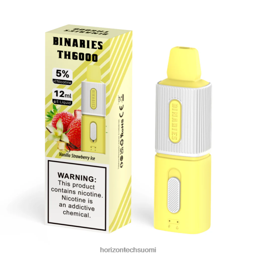 HorizonTech Binaries Cabin th6000 kertakäyttöinen 12ml 4T8JL4102 vanilja mansikkajäätelöä HorizonTech helsinki