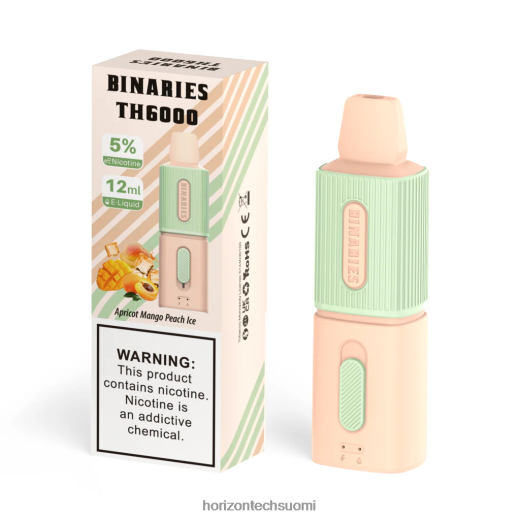 HorizonTech Binaries Cabin th6000 kertakäyttöinen 12ml 4T8JL4104 aprikoosi mango persikkajää HorizonTech disposable vape