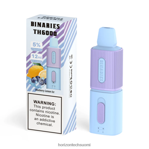 HorizonTech Binaries Cabin th6000 kertakäyttöinen 12ml 4T8JL4115 mustikka sitruunajää Horizon tech vape